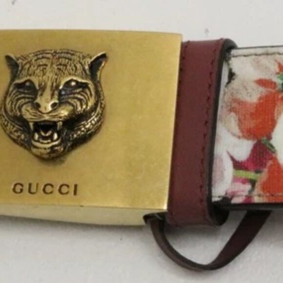 GG Plus Monogram Blooms Plaque Beige Multicolor Dry Rose Belt Size 90/36 - Picture 12 of 15